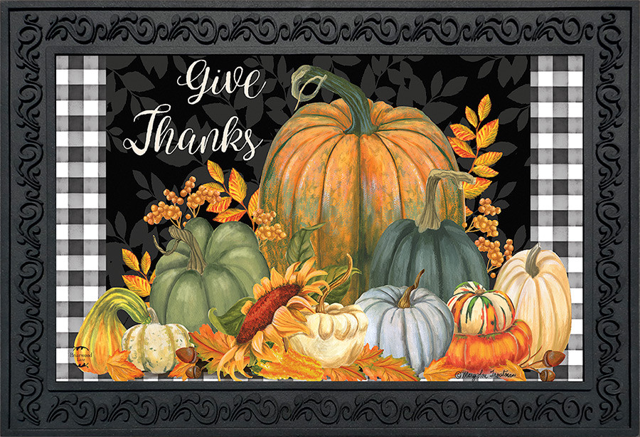 Image of Checkered Give Thanks Primitive Doormat