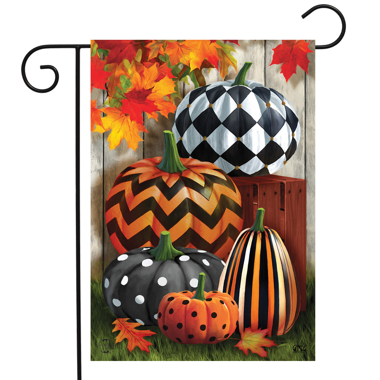 Image of Patterned Pumpkins Autumn Garden Flag