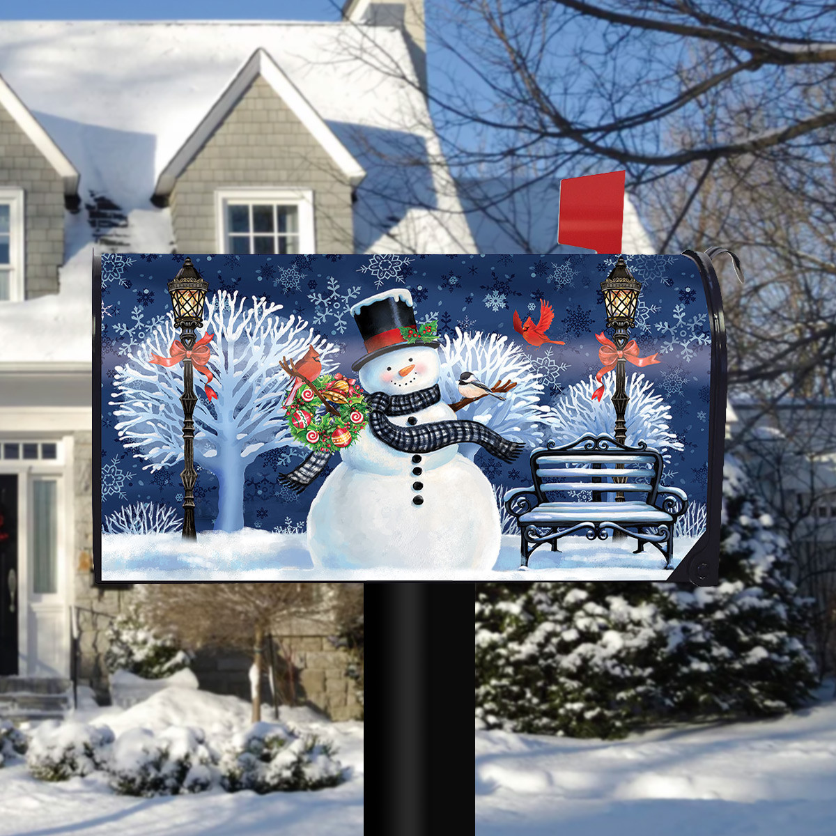 Briarwood Lane Snowman Holiday Cheer Christmas Mailbox Cover - Zdjęcie 2 z 5