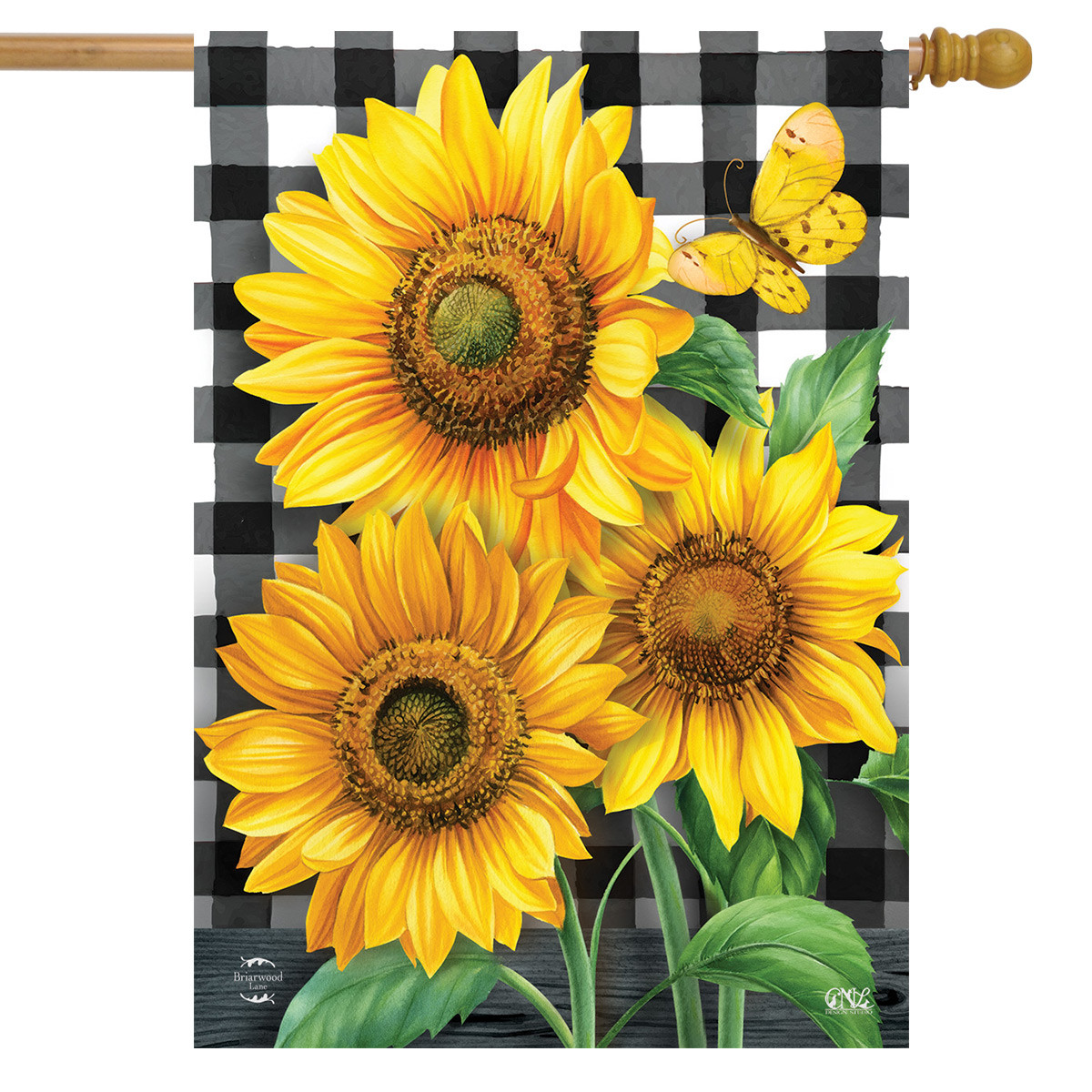 Image of Checkered Sunflowers Summer House Flag