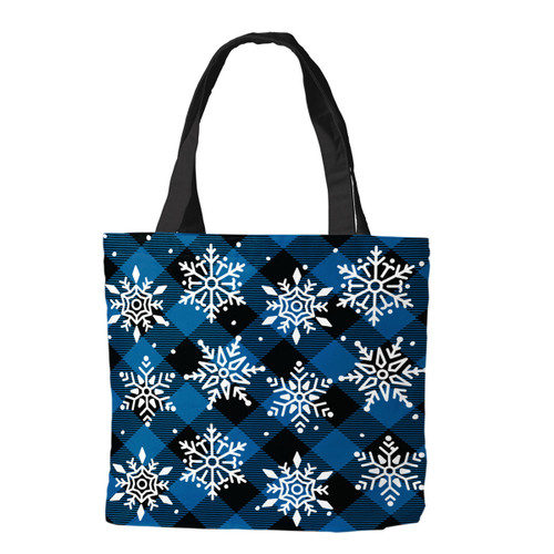 Checkered Snowflakes Winter Canvas Tote Bag - Briarwood Lane