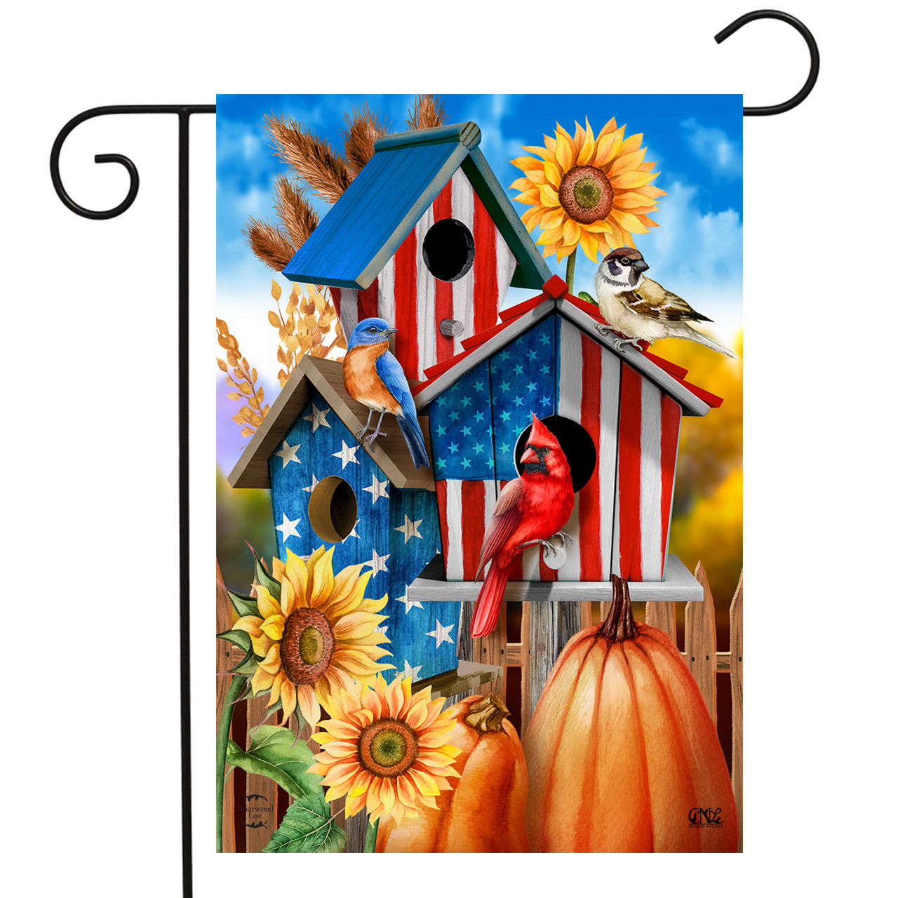Image of American Fall Birdhouses Garden Flag