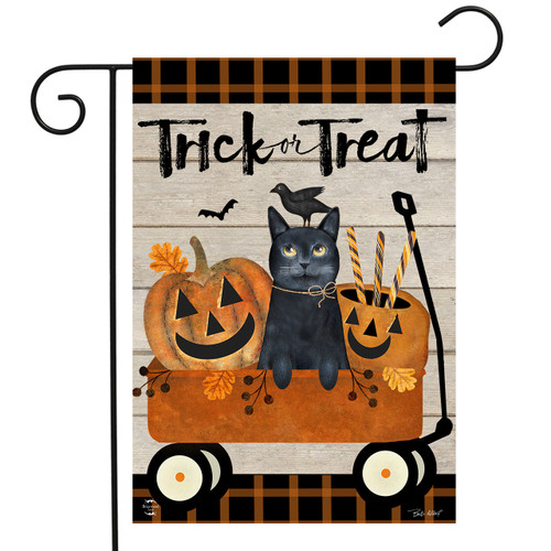 Trick Or Treat Wagon Halloween Garden Flag