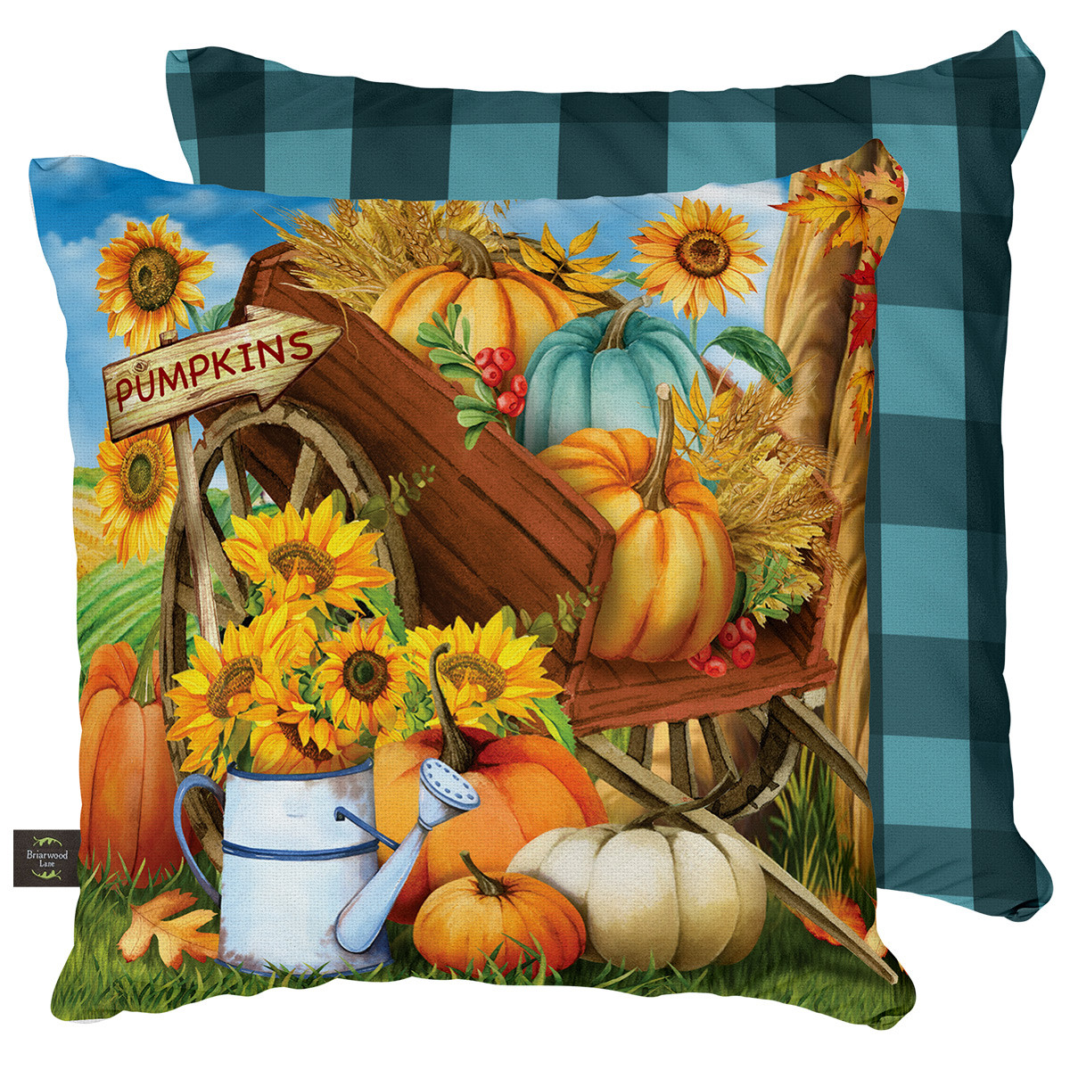 Image of Pumpkin Cart Autumn Decorative Pillow