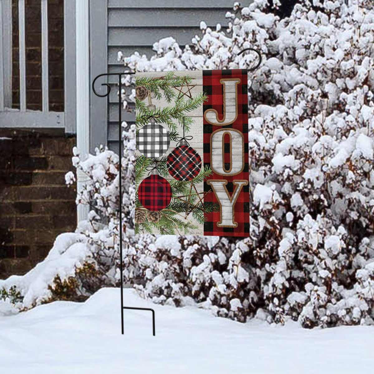 Briarwood Lane gemusterte Ornamente Weihnachten doppelseitig Gartenfahne - Bild 3 von 4