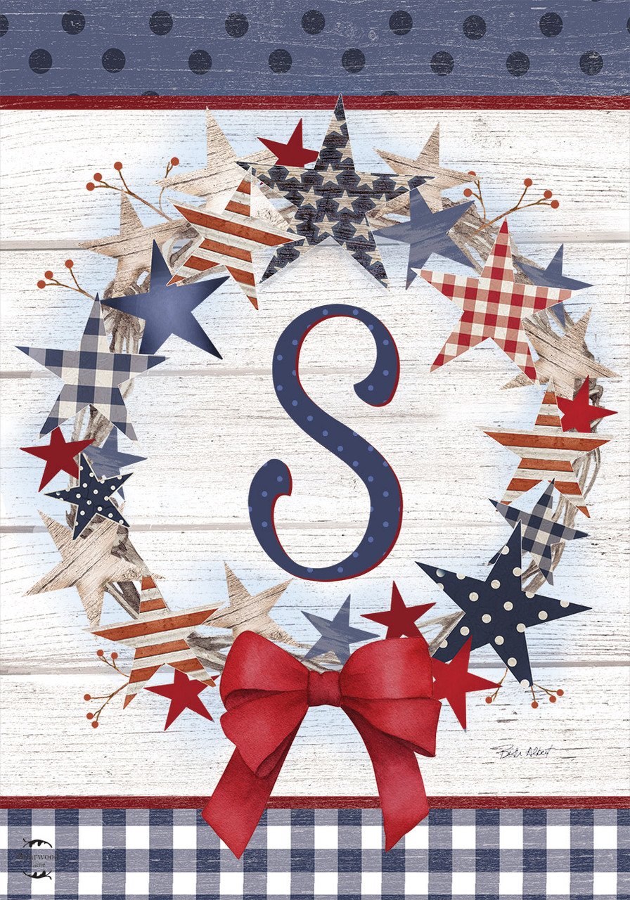 Briarwood Lane Amerikanischer Kranz Monogramm S Gartenflagge - Bild 2 von 4