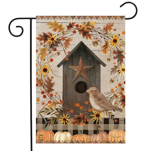 Primitive Fall Birdhouse Garden Flag - Briarwood Lane