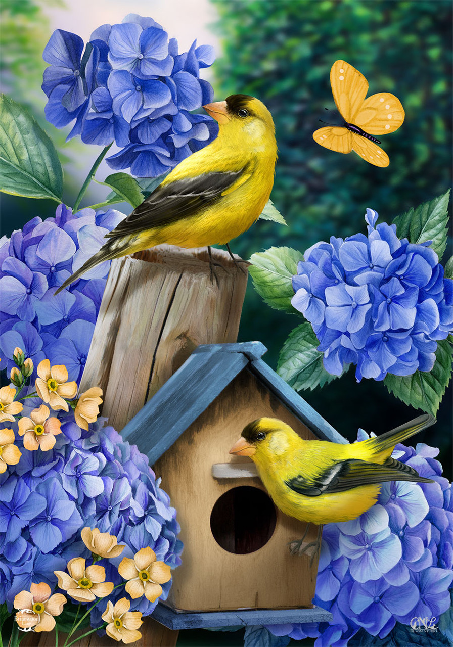 Briarwood Lane Goldfinches and Hydrangea House Flag - Afbeelding 5 van 8