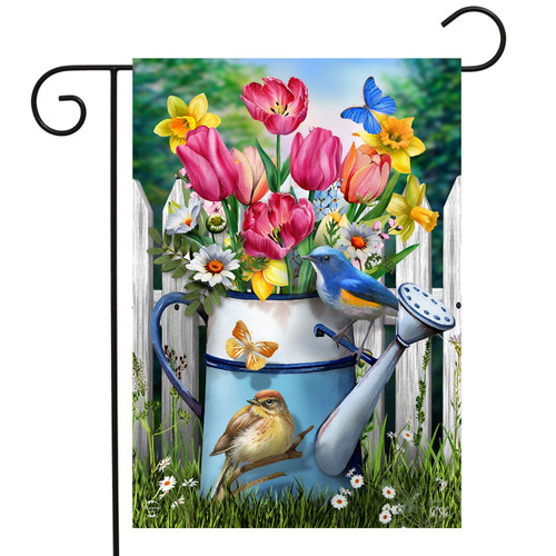 Floral Watering Can Garden Flag - Briarwood Lane