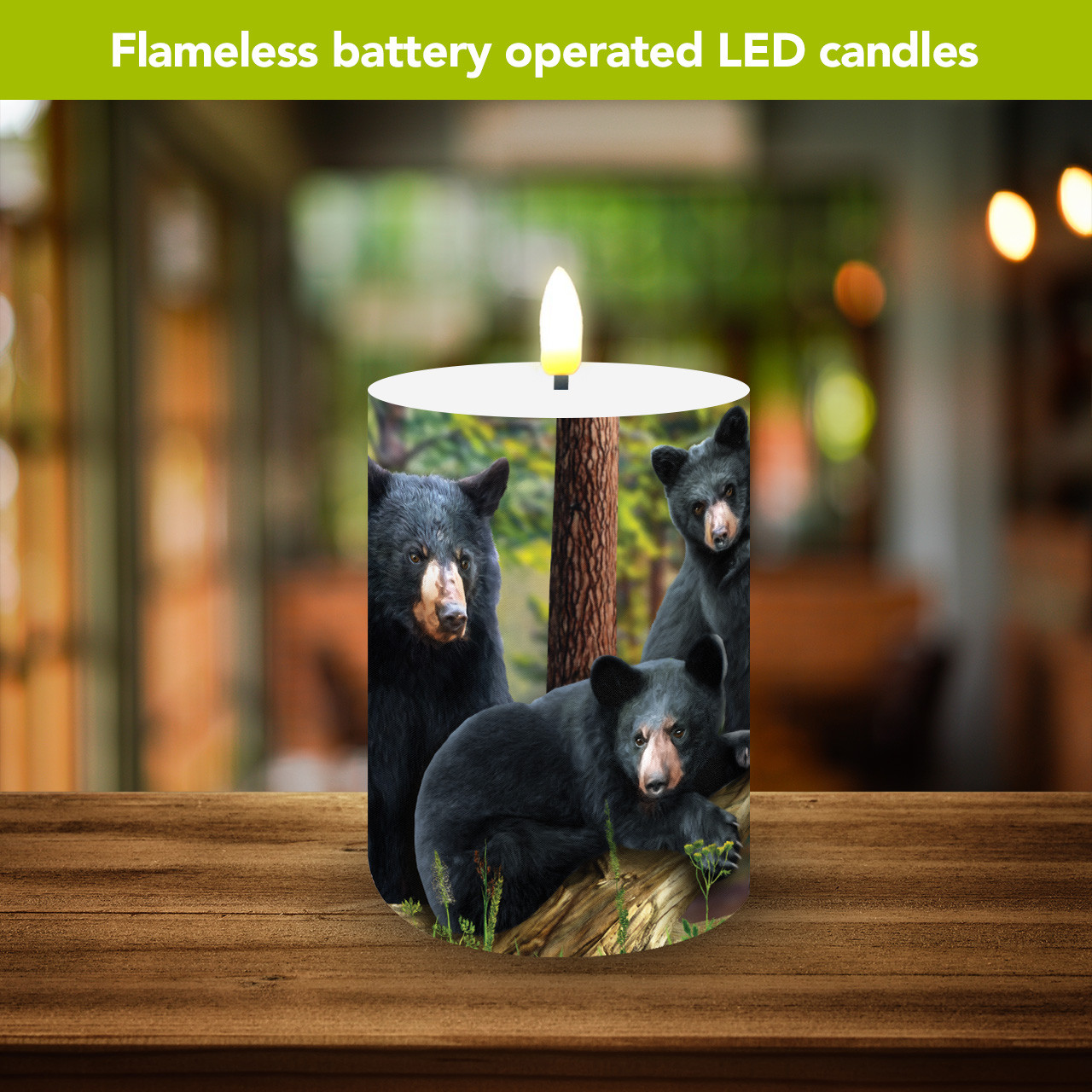 Briarwood Lane Black Bear Family Flameless Candle - Picture 3 of 6