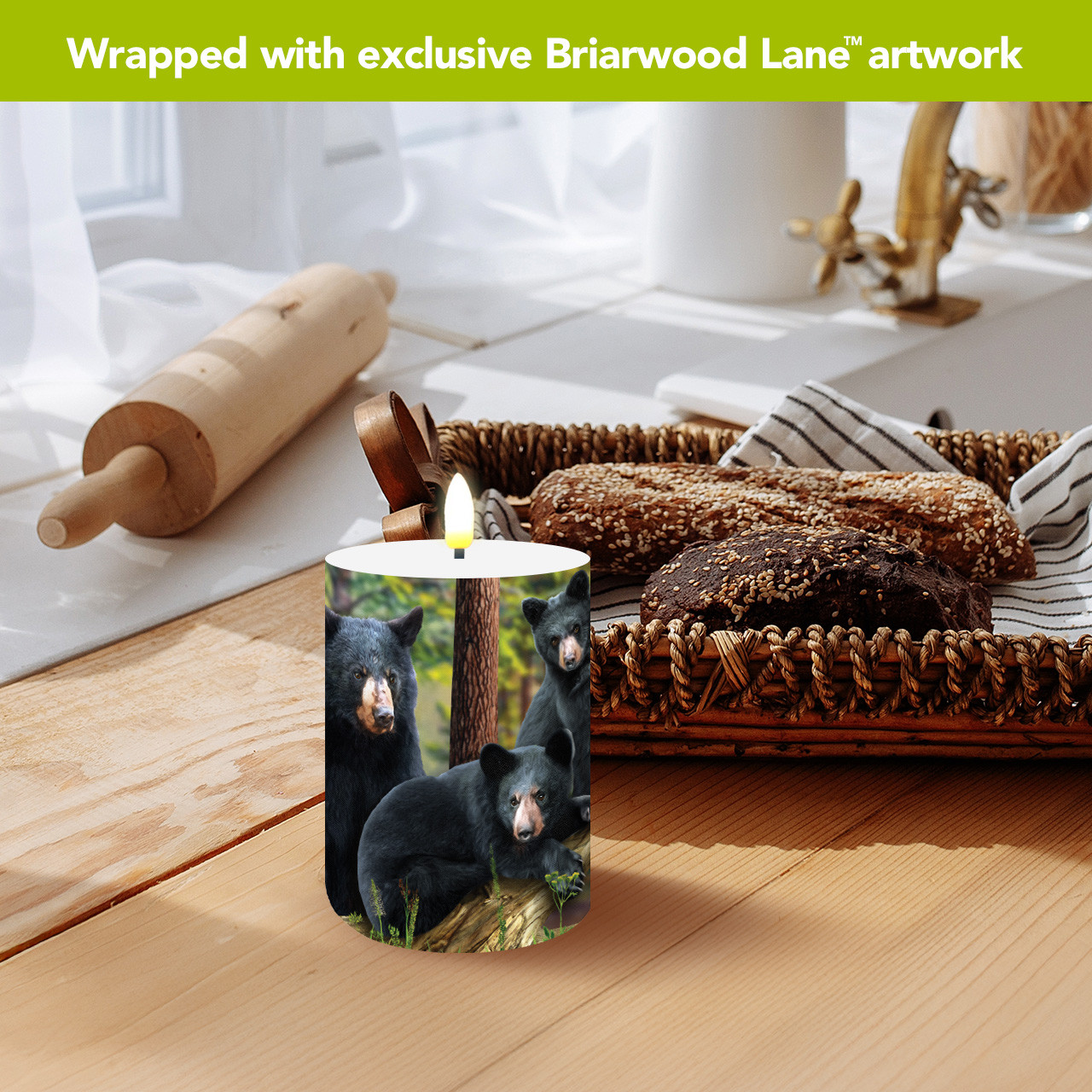 Briarwood Lane Black Bear Family Flameless Candle - Picture 4 of 6