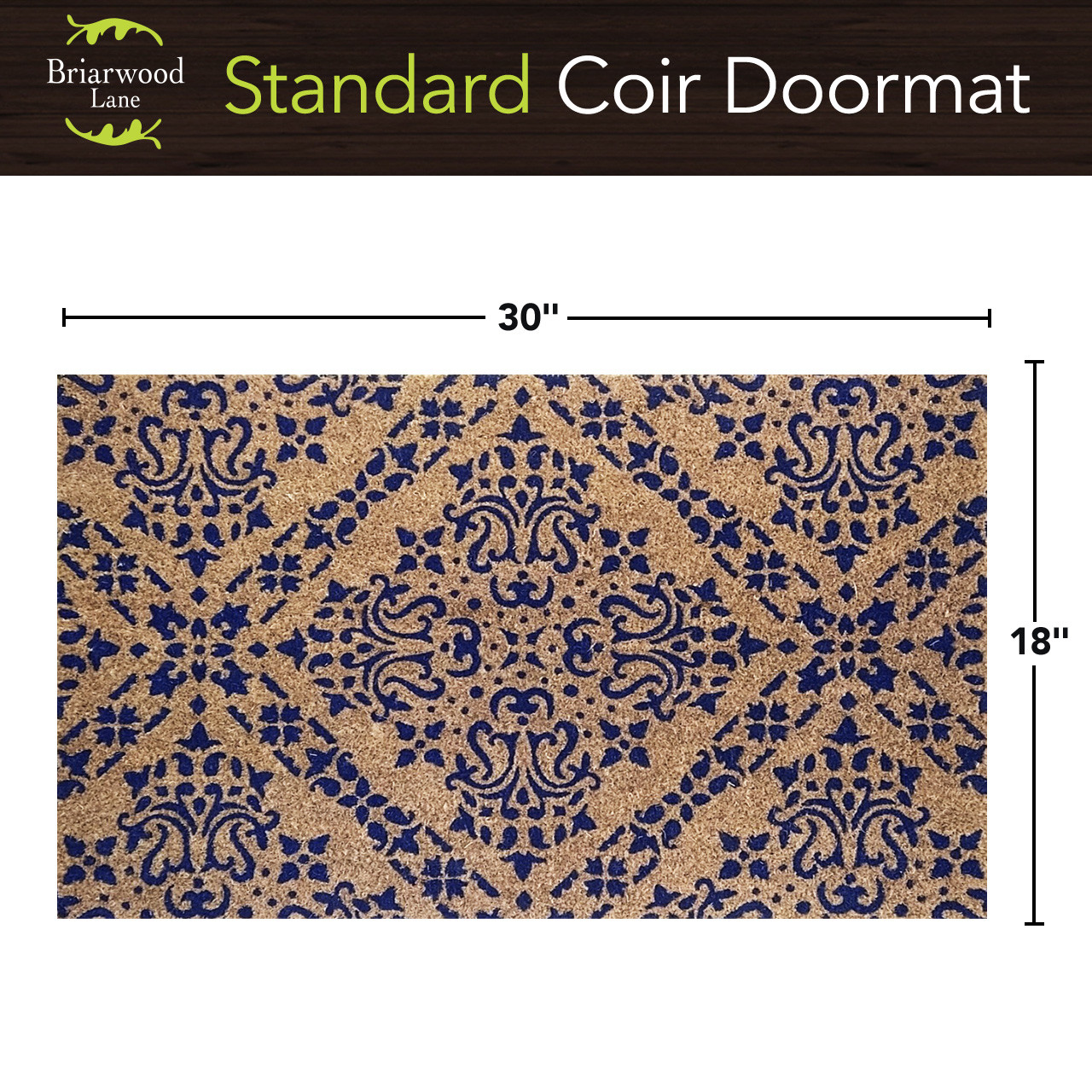 Felpudo Briarwood Lane fibra de coco azul damasco 18 x 30 - Imagen 3 de 3