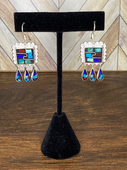 Multicolor Square Earrings Silver Plated