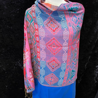 Rebozo Greca Pink/Blue