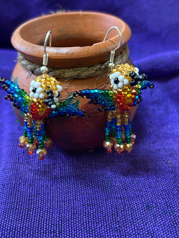 Hummingbird Colibri Beaded Earrings Gold