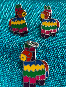 Silver Burro Earring and Pendant Set