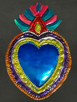 Metal Sacred Heart Blue/Purple
