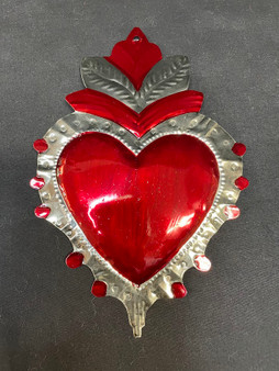 Metal Sacred Heart Red Dots /Silver