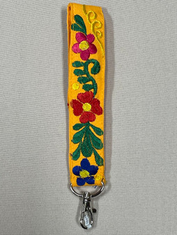 Yellow Embroidered Wrist Pink/Red/Blue Flower Lanyard