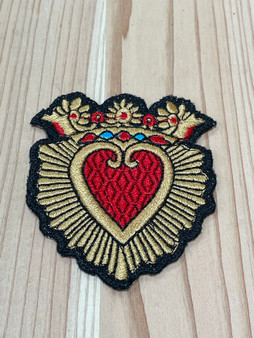 Red And Gold Crown Heart Patch