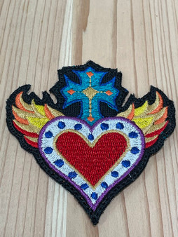 Heart With Blue Cross Wings Patch