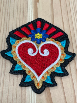 Heart With Blue Flower Patch