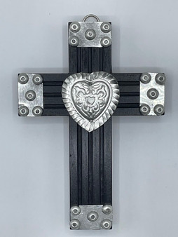 Wooden Black/Silver Cross
