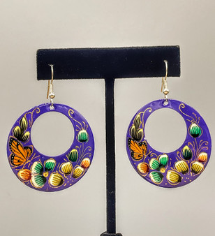 Copper Hoop Earrings Purple Small