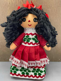 Girl Rag Doll Red With Curly Hair