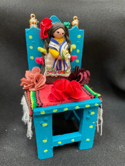 Day Of The Dead Decorated Teal Chair