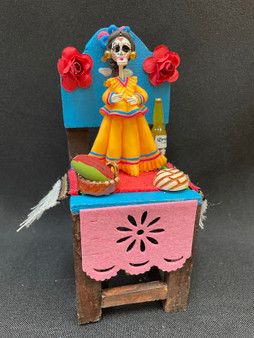 Day Of The Dead Decorated Blue/Brown Chair