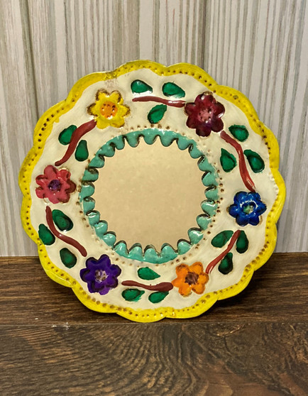 Round metal yellow mirror by Artemex