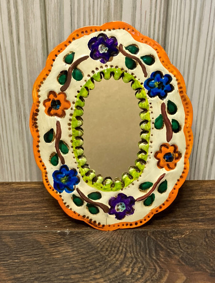 Oval metal orange mirror-Artemex
