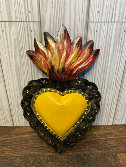 Metal Yellow Sacred Heart
