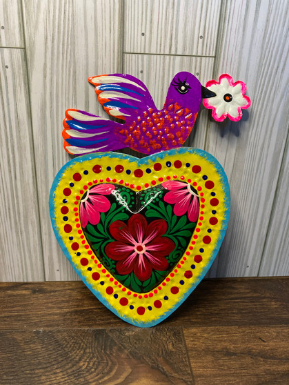 Metal Heart with Purple Bird