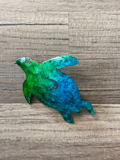 Mini Green/Blue Metal Turtle