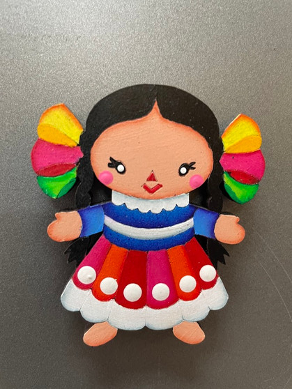 Muñeca Otomi Wood Magnet Traje Tipico