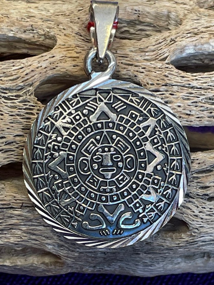 Round Aztec Silver Pendant