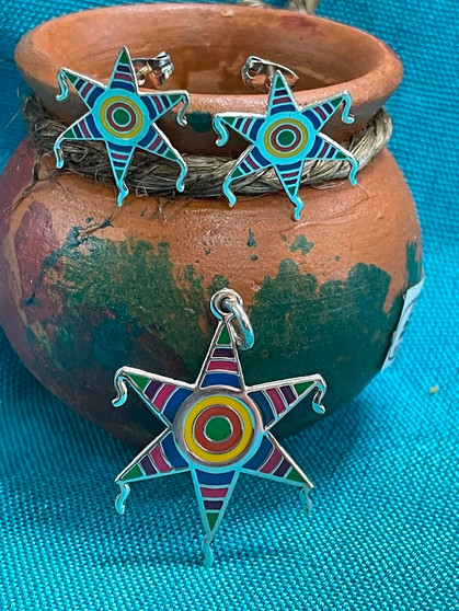 Silver Piñata Earring and Pendant Set