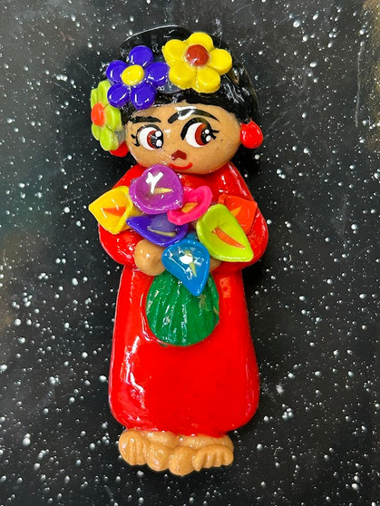 Frida Kahlo Flowers Red Magnet