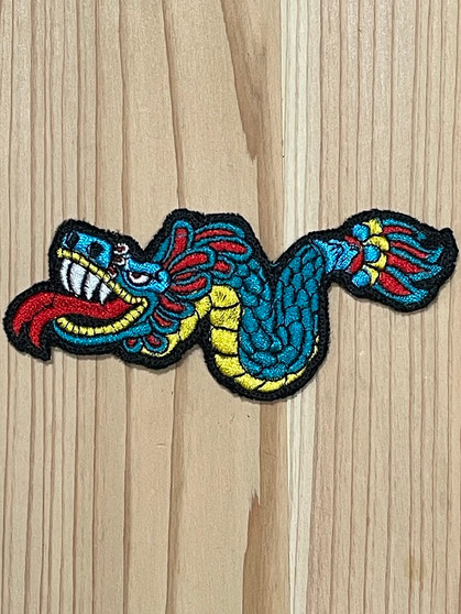 Quetzalcoatl Aztec Dragon Blue Patch