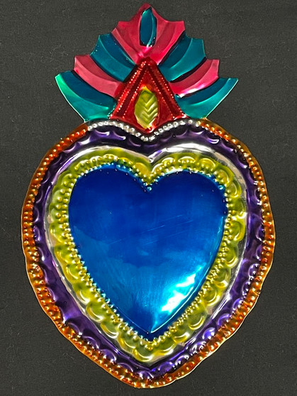 Metal Sacred Heart Blue/Purple