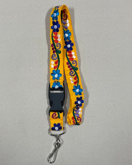 Yellow Embroidered White Dot Lanyard
