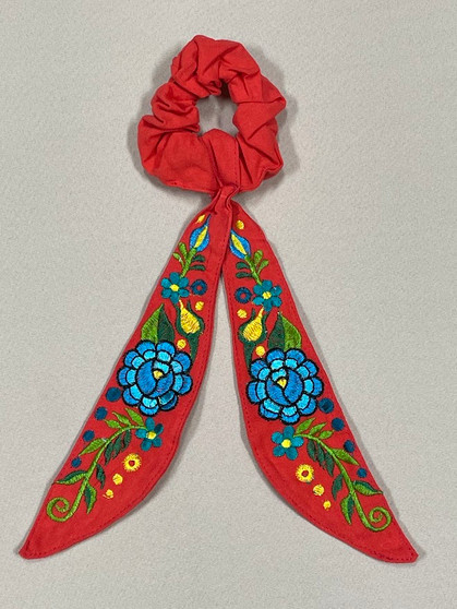 Scrunchie With Bows Dark Coral