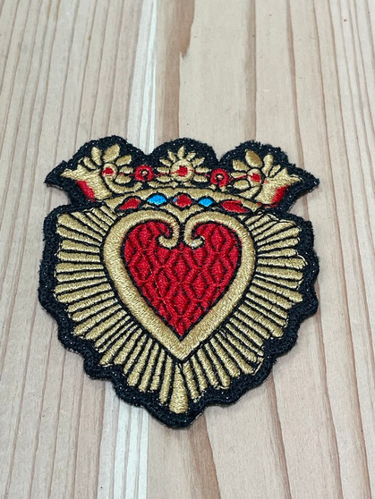 Red And Gold Crown Heart Patch