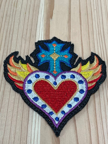 Heart With Blue Cross Wings Patch