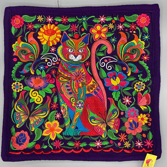 Embroidered  Cat Pillow