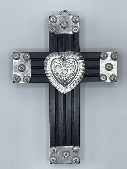 Wooden Black/Silver Cross