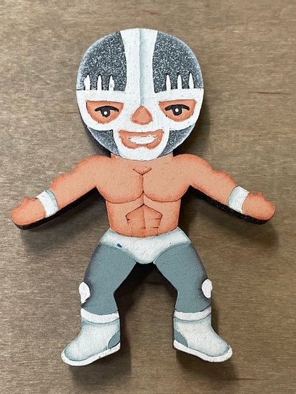 Lucha Gray Wooden Magnet