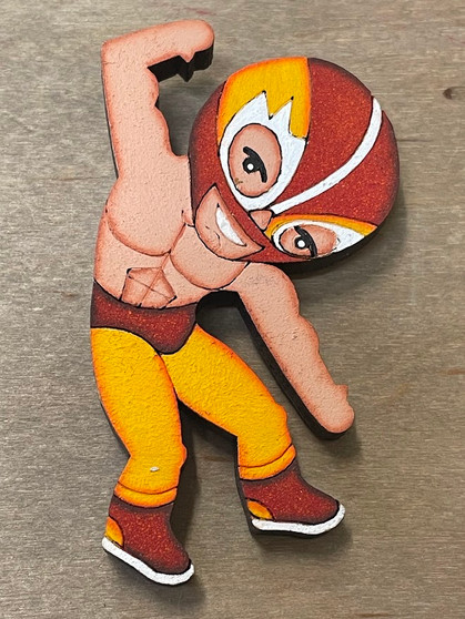 Lucha Red Wooden Magnet